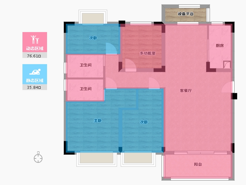 湖南省-常德市-石门碧桂园望江府-103.46-户型库-动静分区