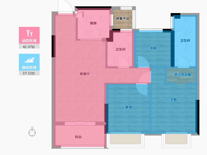 浙江省-嘉兴市-绿城华景川澜园-71.97-户型库-动静分区