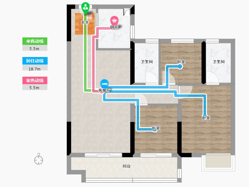 湖北省-武汉市-武汉碧桂园公园里-74.62-户型库-动静线