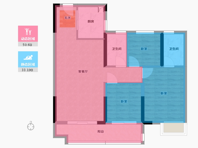 湖北省-武汉市-武汉碧桂园公园里-74.62-户型库-动静分区