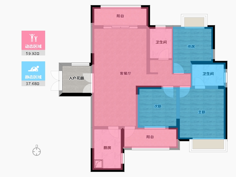 湖南省-长沙市-滨江一号-90.63-户型库-动静分区