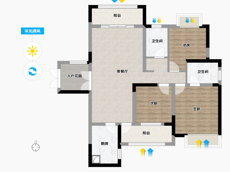 湖南省-长沙市-滨江一号-90.63-户型库-采光通风