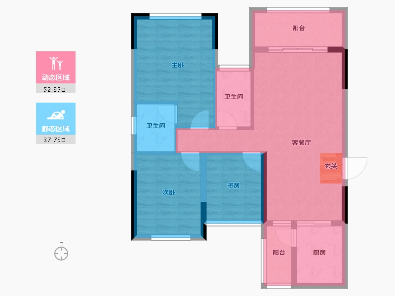 广东省-清远市-云星钱隆御景-80.59-户型库-动静分区