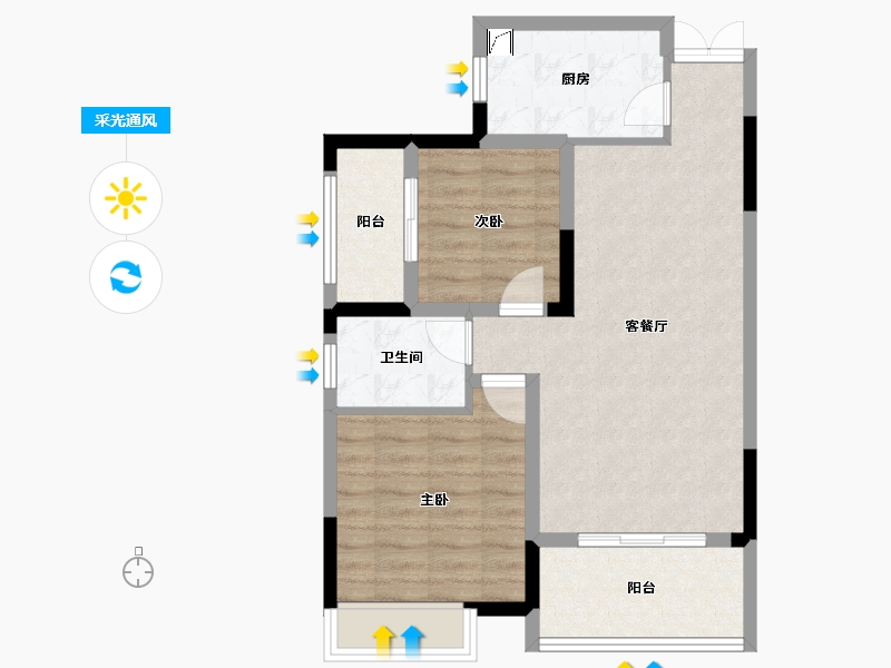 湖南省-长沙市-滨江一号-67.52-户型库-采光通风