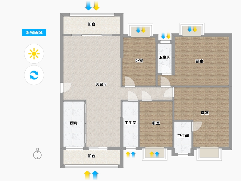 广东省-梅州市-龙腾一品-121.34-户型库-采光通风