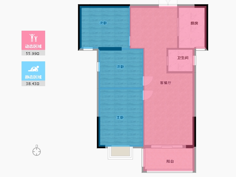 湖南省-常德市-文和家苑-86.40-户型库-动静分区