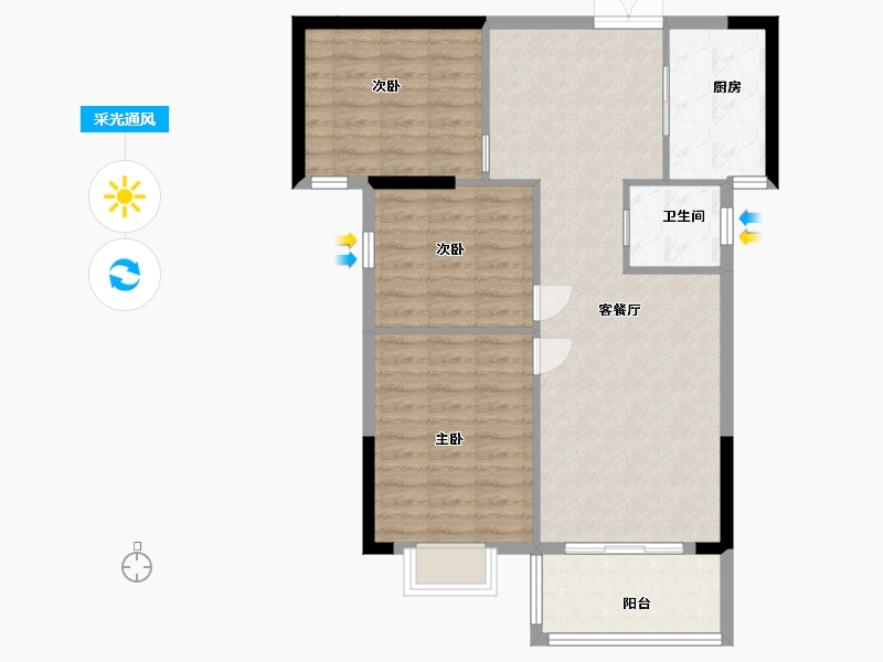 湖南省-常德市-文和家苑-86.40-户型库-采光通风