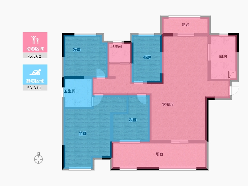 湖南省-常德市-博雅公馆-113.75-户型库-动静分区