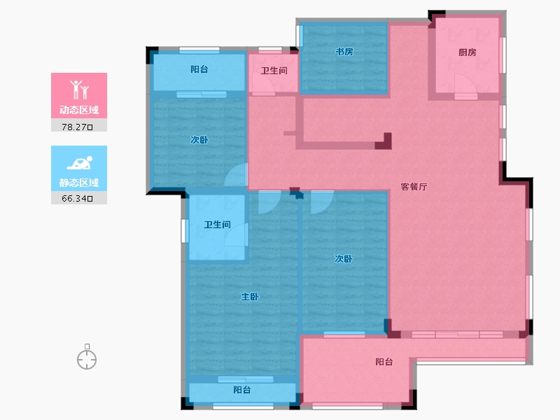 湖南省-长沙市-房聚云台府-129.15-户型库-动静分区