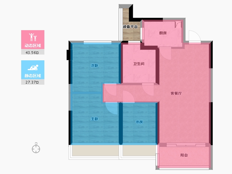 浙江省-嘉兴市-华景川万科潮起东方-64.43-户型库-动静分区