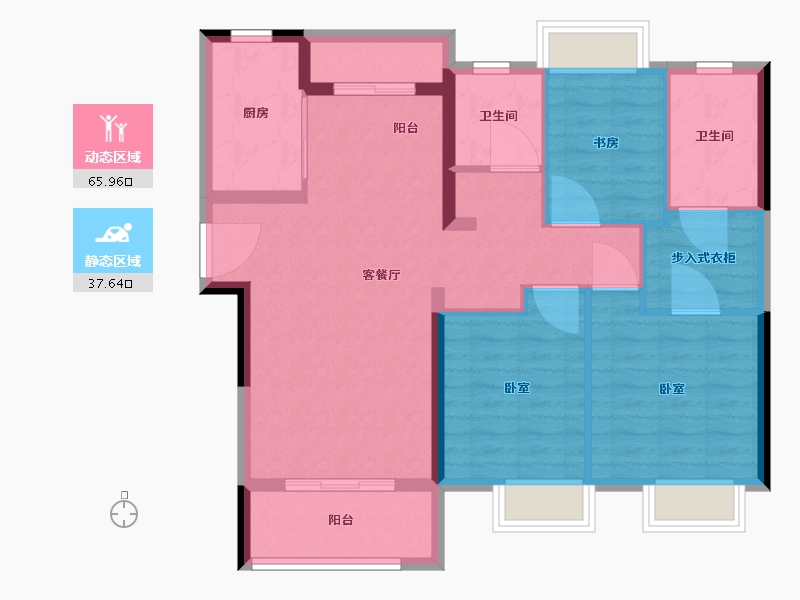 湖北省-武汉市-武地融创金麟壹号-93.21-户型库-动静分区