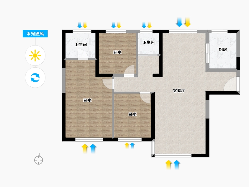 青海省-西宁市-香格里拉-92.81-户型库-采光通风