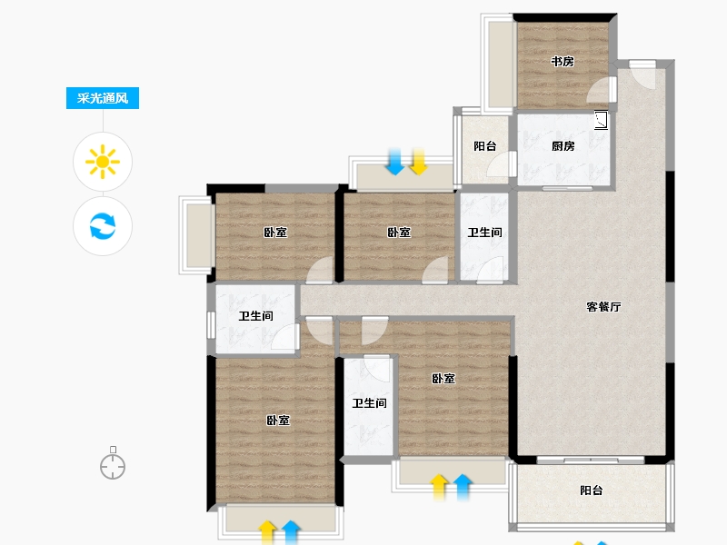 广东省-清远市-恒福山湖峰境-136.31-户型库-采光通风