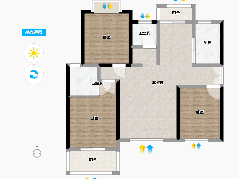 河南省-信阳市-根亲名都-100.55-户型库-采光通风