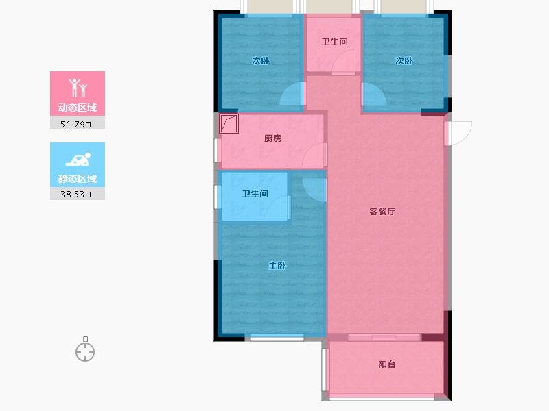 湖南省-长沙市-中南国际眼镜城-81.67-户型库-动静分区