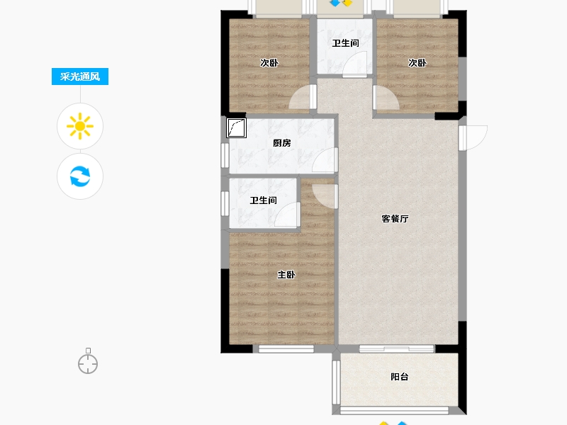 湖南省-长沙市-中南国际眼镜城-81.67-户型库-采光通风