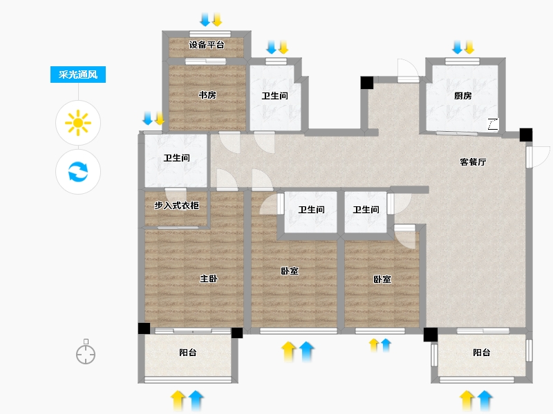 浙江省-嘉兴市-吉翔·东郡-127.86-户型库-采光通风