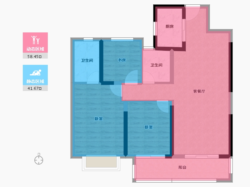 湖南省-长沙市-大汉汉府-89.63-户型库-动静分区