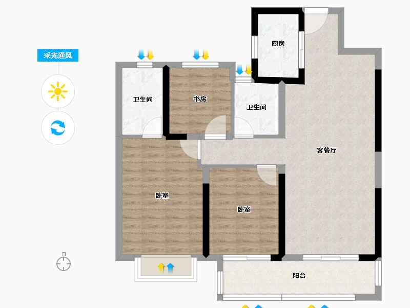 湖南省-长沙市-大汉汉府-89.63-户型库-采光通风