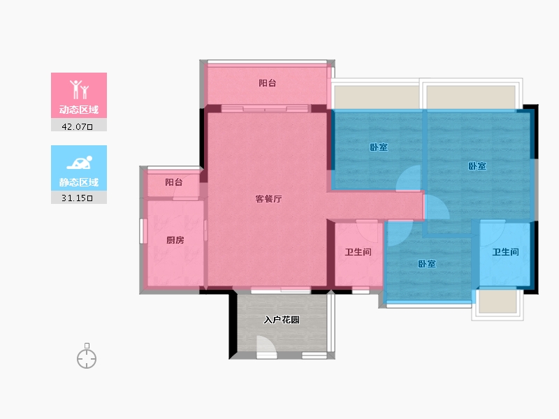 广东省-清远市-江畔豪苑-70.64-户型库-动静分区