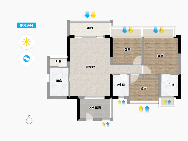 广东省-清远市-江畔豪苑-70.64-户型库-采光通风