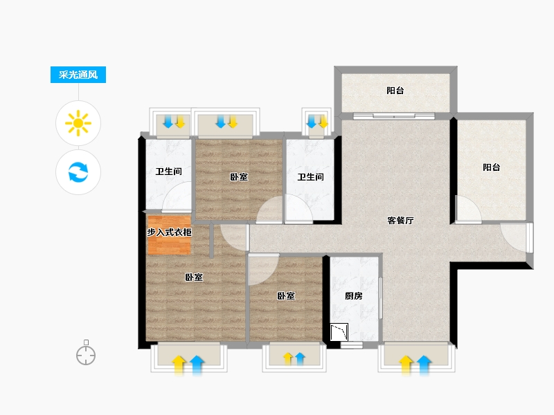 广东省-广州市-保利和悦江山-93.55-户型库-采光通风