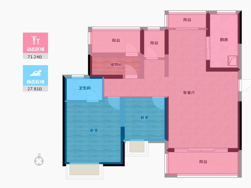 湖南省-岳阳市-中建·嘉和城-87.31-户型库-动静分区