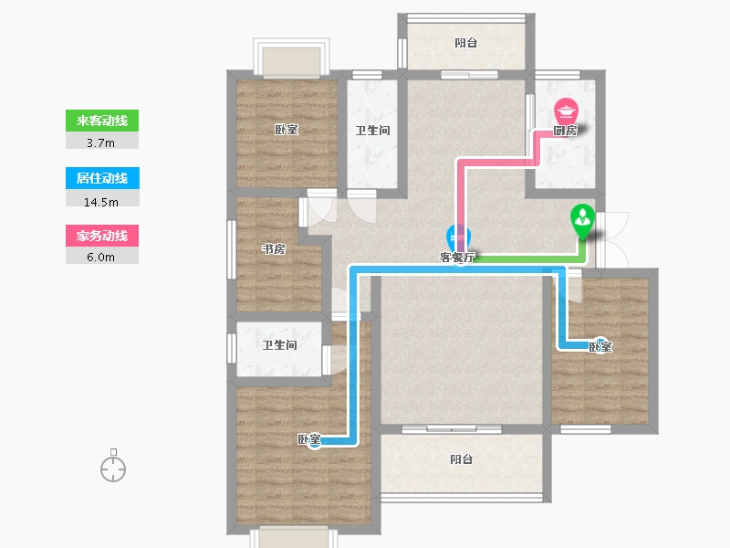 湖南省-郴州市-丽景华庭-105.61-户型库-动静线