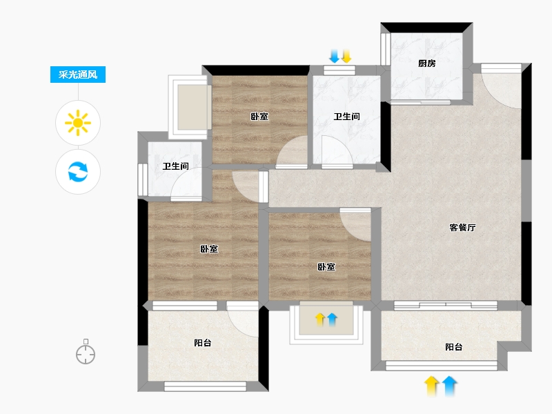 广东省-深圳市-星河荣御三期-58.30-户型库-采光通风