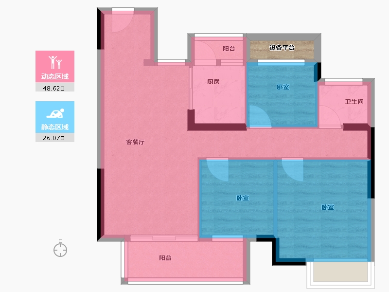 湖南省-岳阳市-观澜郡-68.08-户型库-动静分区