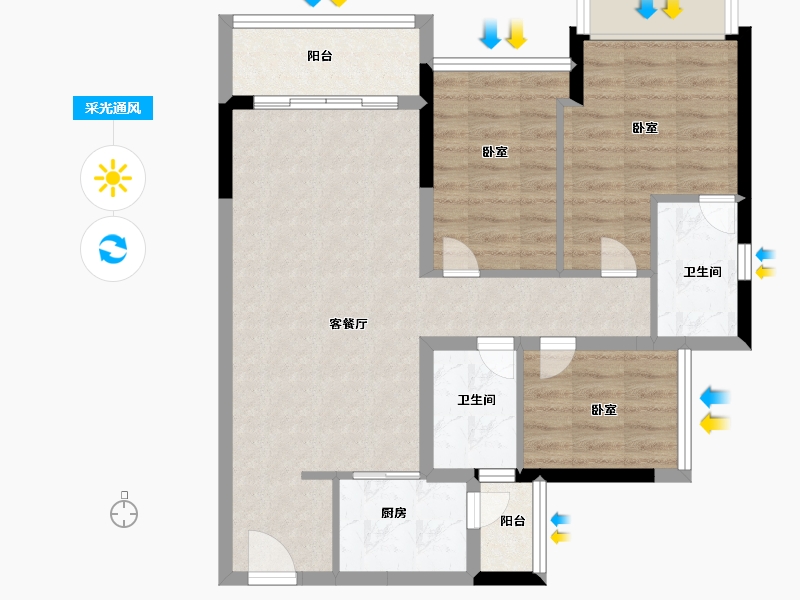 广东省-深圳市-万丰海岸城玺园-75.99-户型库-采光通风