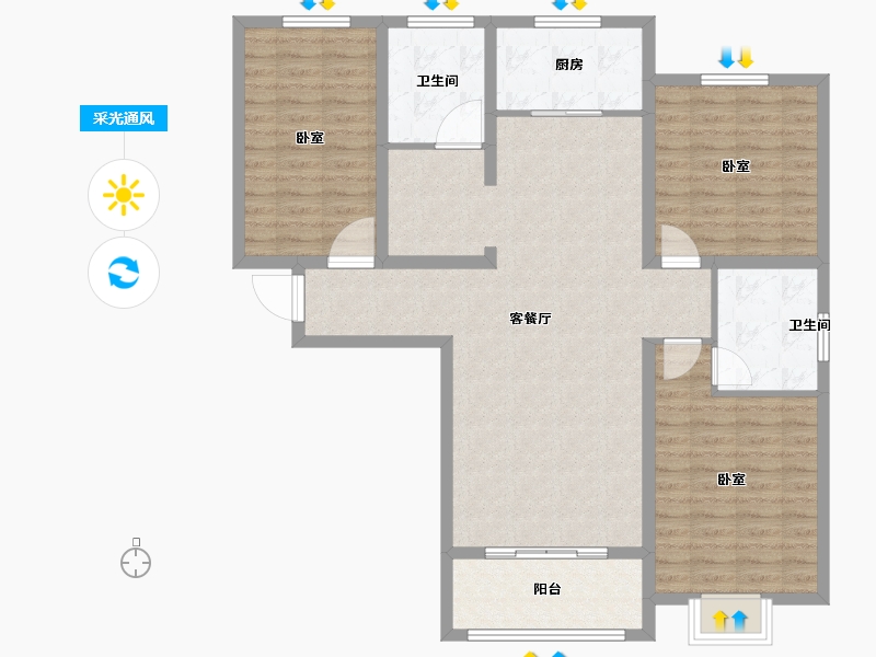 河南省-开封市-兰考京海湾-110.80-户型库-采光通风