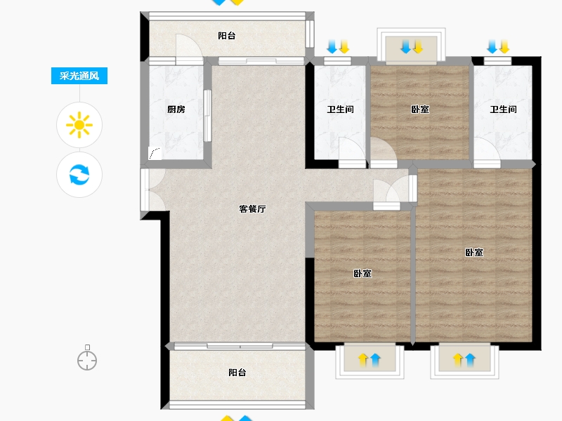 湖南省-怀化市-和美·状元府-95.08-户型库-采光通风