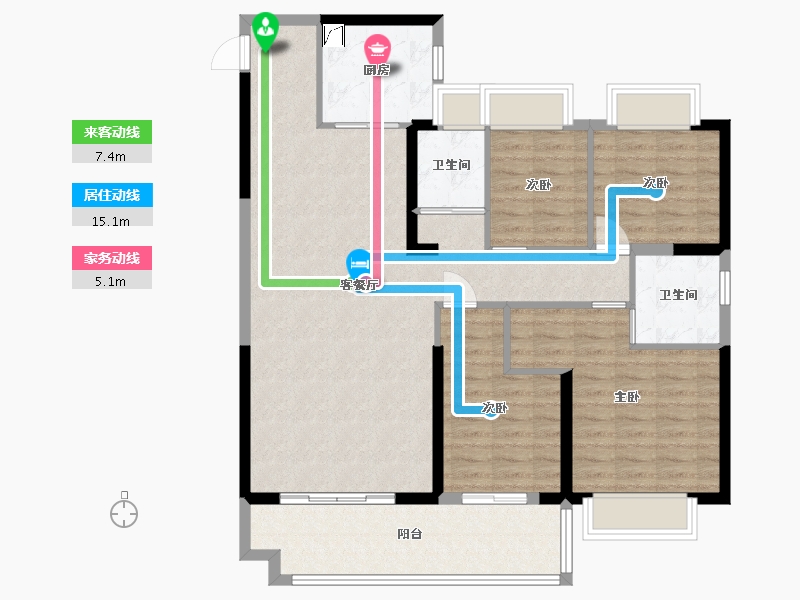 湖南省-常德市-碧桂园十里公园-110.35-户型库-动静线