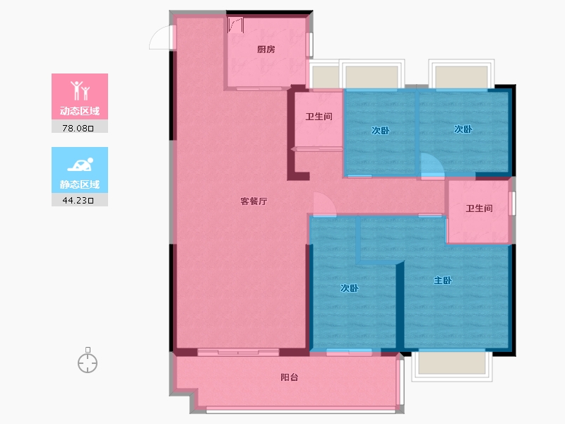 湖南省-常德市-碧桂园十里公园-110.35-户型库-动静分区