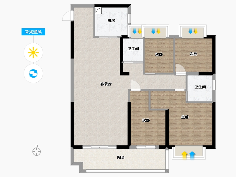 湖南省-常德市-碧桂园十里公园-110.35-户型库-采光通风