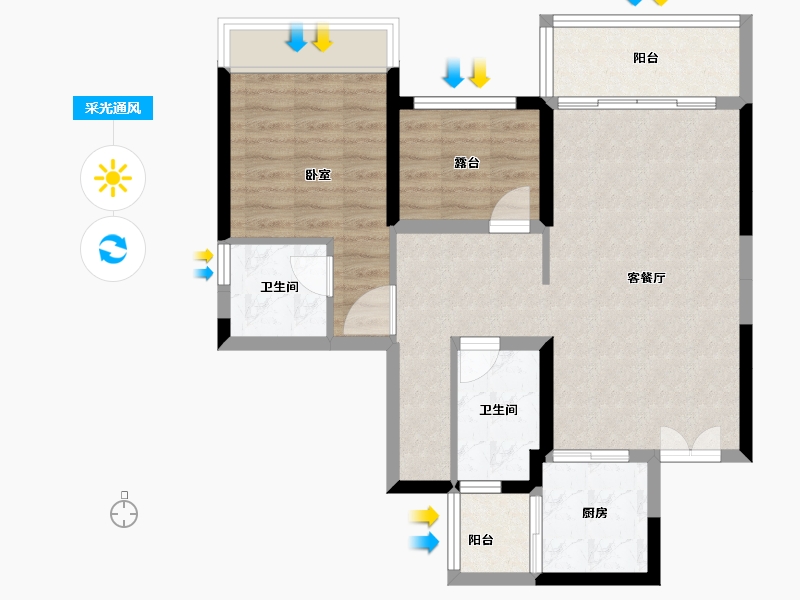 广东省-深圳市-宇宏健康花城知了山-72.77-户型库-采光通风