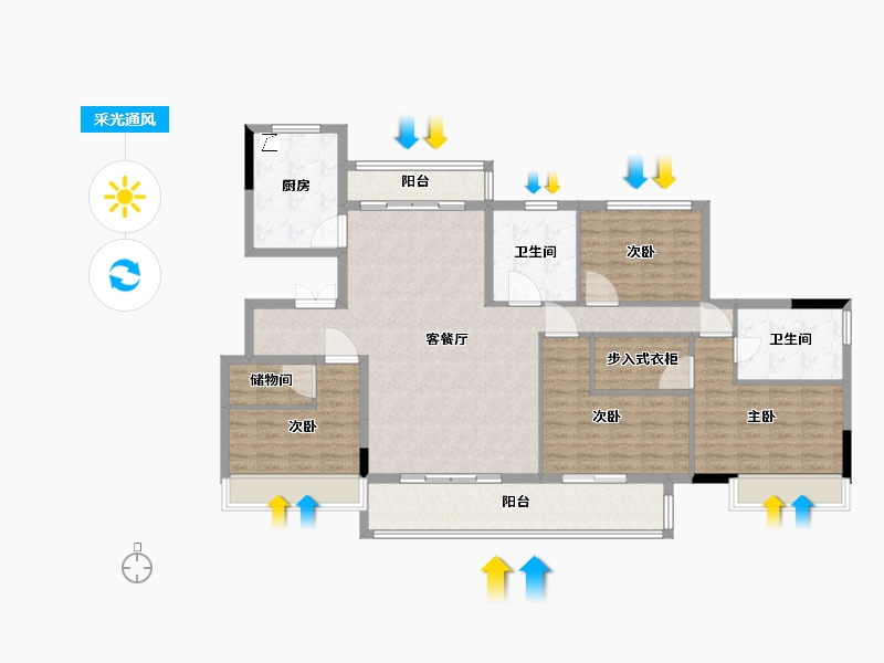 浙江省-嘉兴市-正黄翡翠合院-140.01-户型库-采光通风