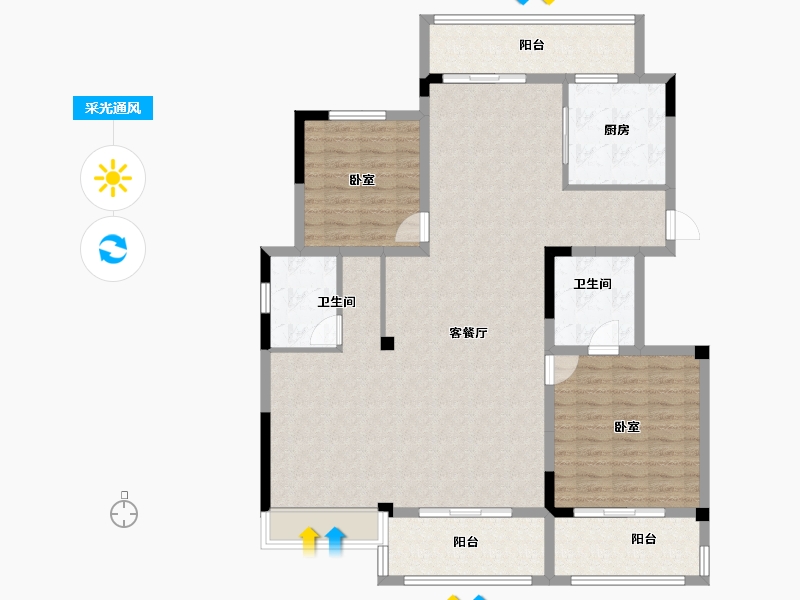 湖南省-岳阳市-保利·中央公园-127.77-户型库-采光通风