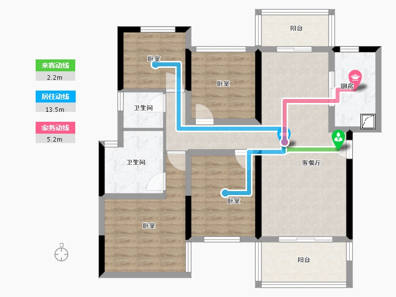 湖南省-长沙市-保利海德公园住宅-94.70-户型库-动静线