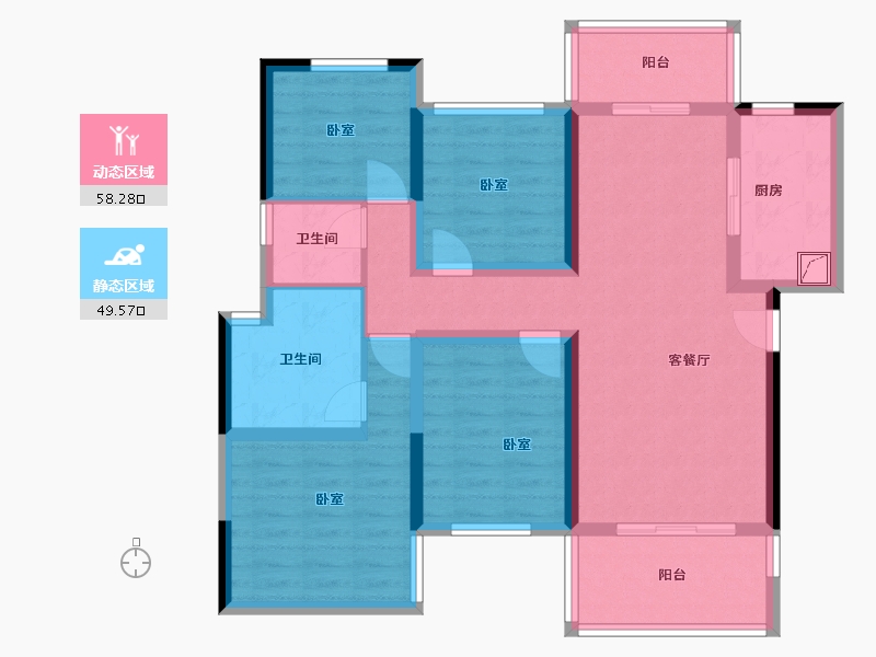 湖南省-长沙市-保利海德公园住宅-94.70-户型库-动静分区