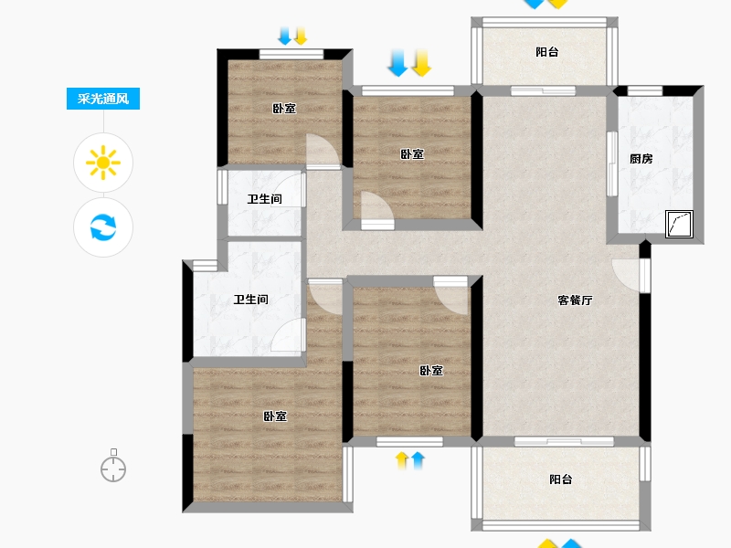 湖南省-长沙市-保利海德公园住宅-94.70-户型库-采光通风