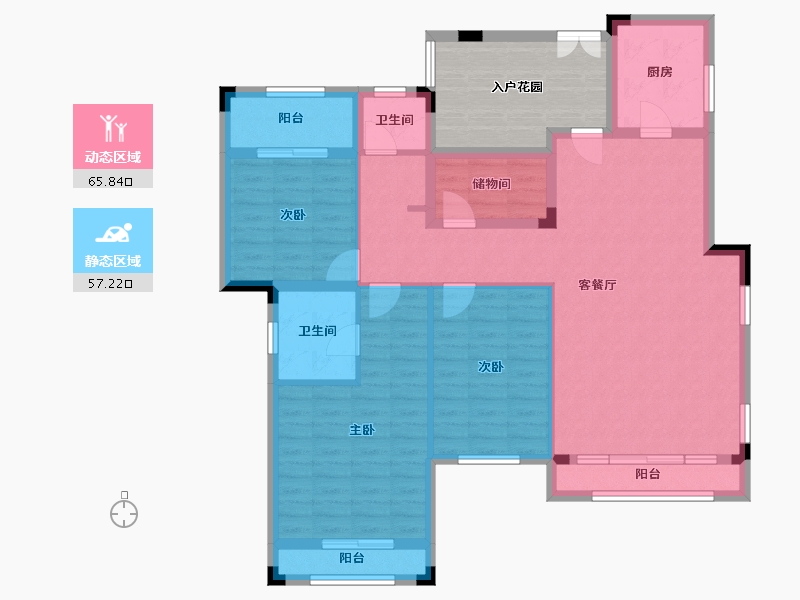 湖南省-长沙市-房聚云台府-121.07-户型库-动静分区