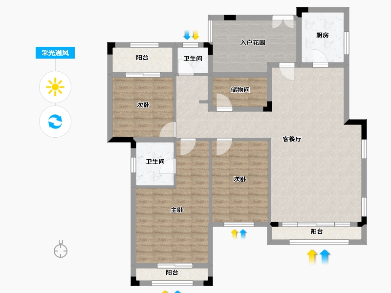 湖南省-长沙市-房聚云台府-121.07-户型库-采光通风