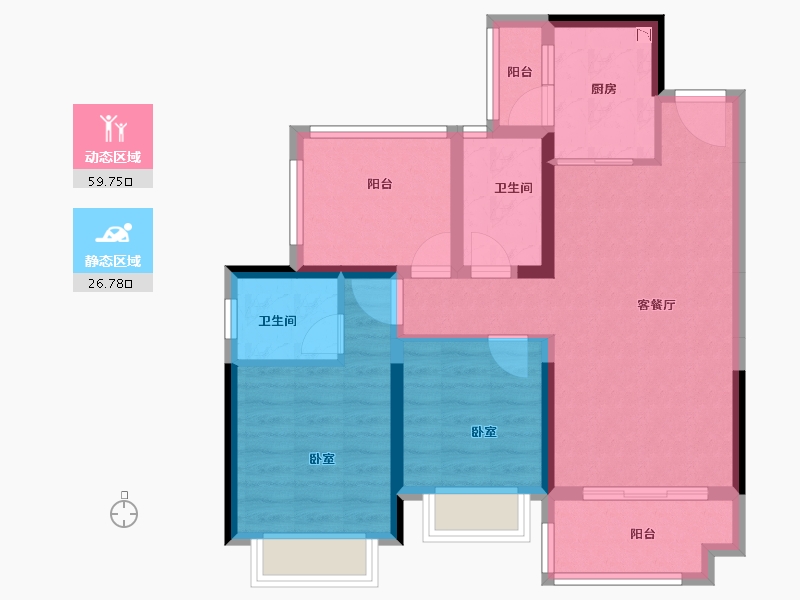 广东省-深圳市-金裕星河丹堤-76.29-户型库-动静分区