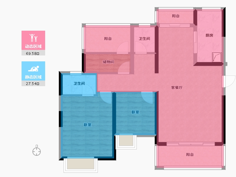 湖南省-岳阳市-中建·嘉和城-85.94-户型库-动静分区