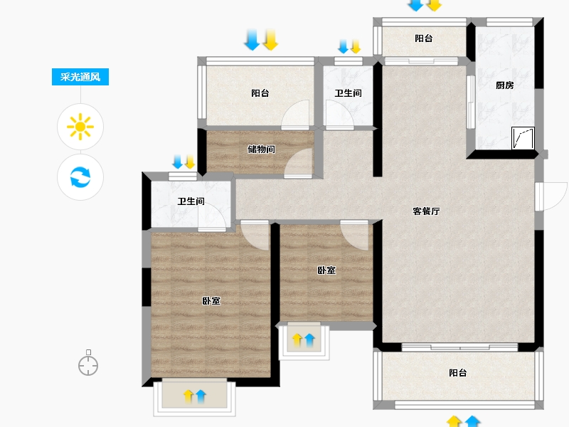 湖南省-岳阳市-中建·嘉和城-85.94-户型库-采光通风