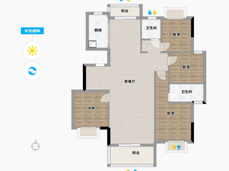 湖北省-武汉市-武地融创锦上公馆-114.00-户型库-采光通风