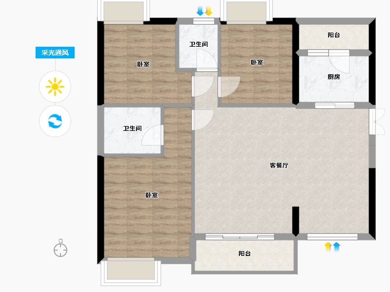 湖南省-郴州市-颐和庄园-84.29-户型库-采光通风