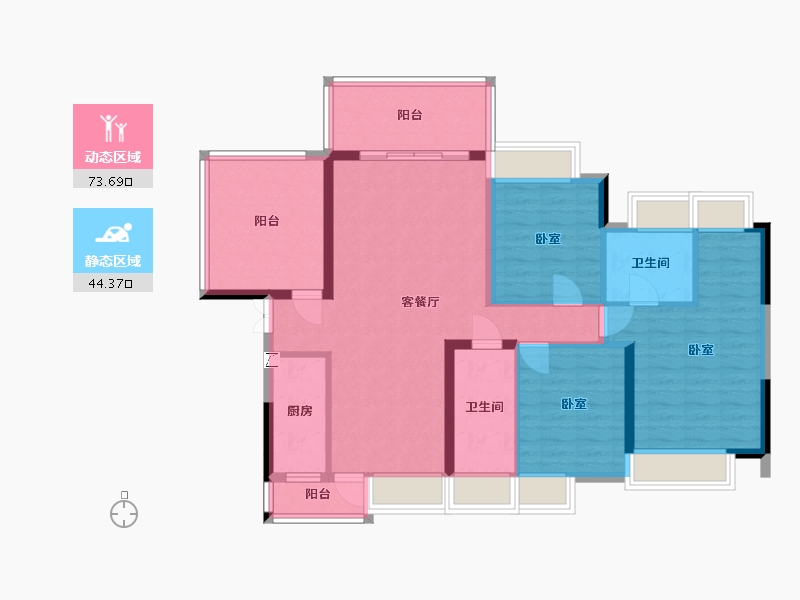 湖南省-郴州市-五岭央著-105.59-户型库-动静分区